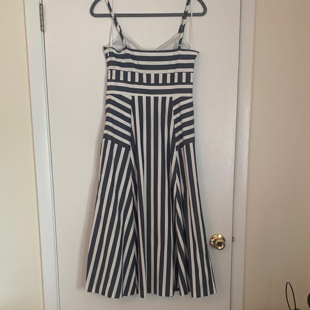 Veronica Beard Striped Navy and Cream Midi Dress - Picture 3 of 12